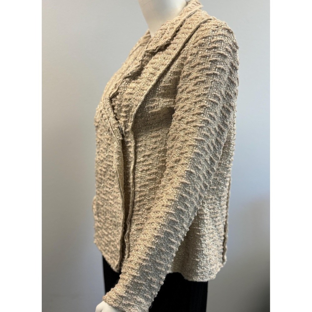 Cabi‎ Women Beige Textured Boucle Blazer Double Breasted Snap Jacket Size M - Picture 6 of 11